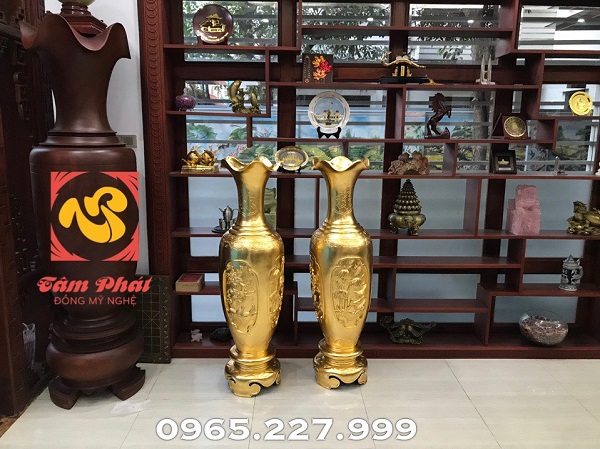 Cặp lộc bình thếp vàng 9999 cải thiện phong thủy