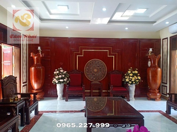 Mặt trống đồng Ngọc Lũ bằng đồng đỏ lắp đặt cho cơ quan khách hàng