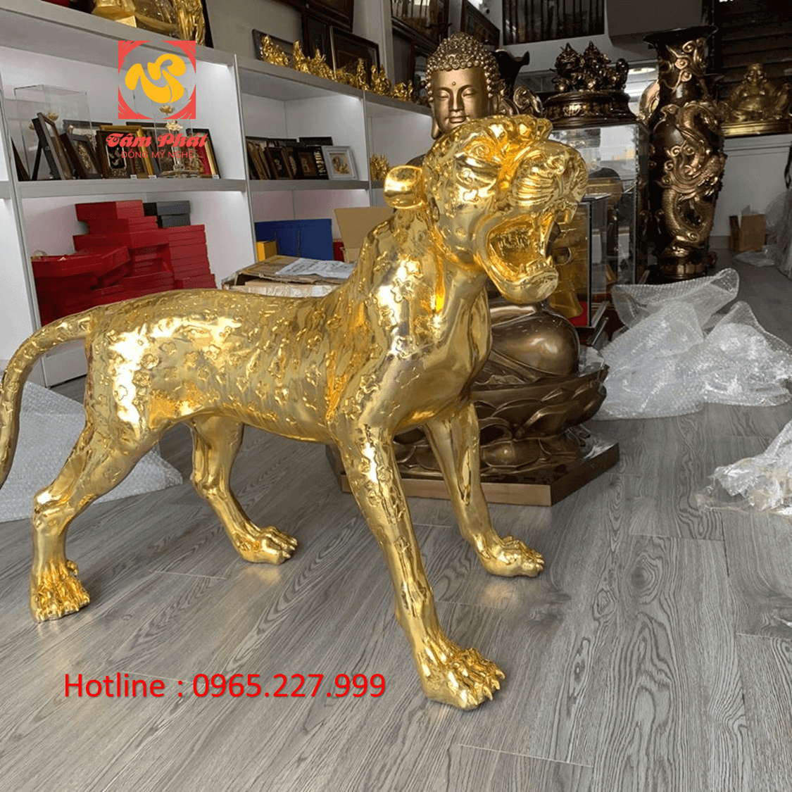 Báo đồng dài 80cm mạ vàng 24k - Linh vật phong thủy đẹp