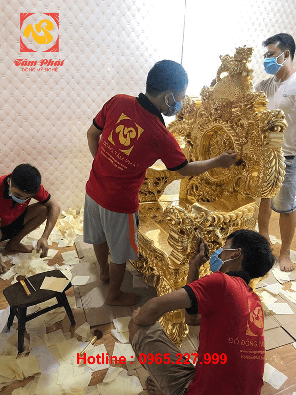 Ghế gỗ hương đỏ dát vàng 9999 đẹp sang trọng, tinh xảo