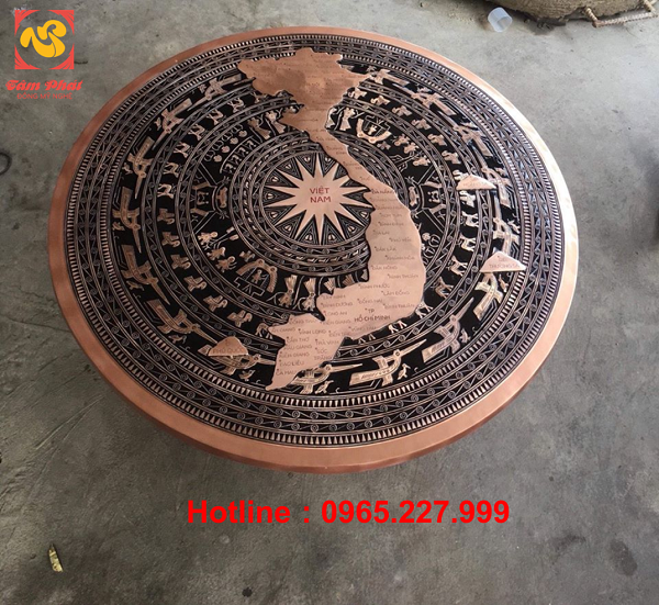 Mặt trống đồng đúc bản đồ Việt Nam đường kính 1m v