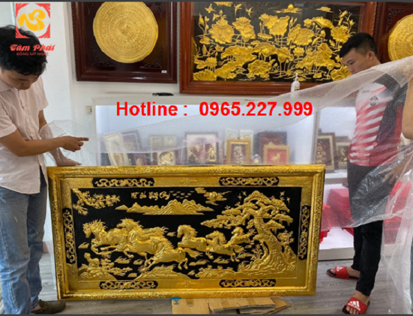 Tranh đồng Mã Đáo Thành Công 1m55x80cm khung đồng mạ vàng 24k