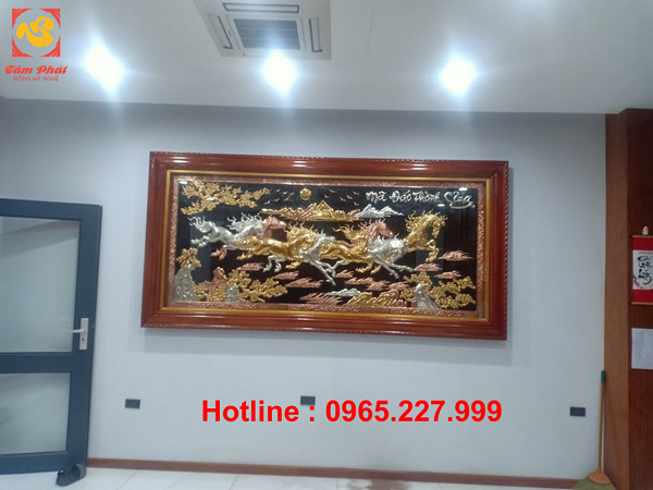 Tranh Mã Đáo Thành Công bằng đồng mạ tam khí