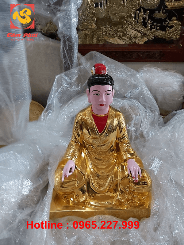 Tượng Thánh Mẫu bằng đồng đỏ mạ vàng 24k cao 60cm