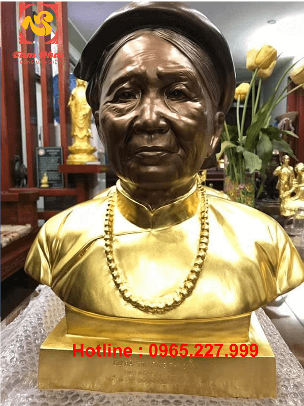 Tượng truyền thần bằng đồng mạ vàng 24k- dát vàng 9999