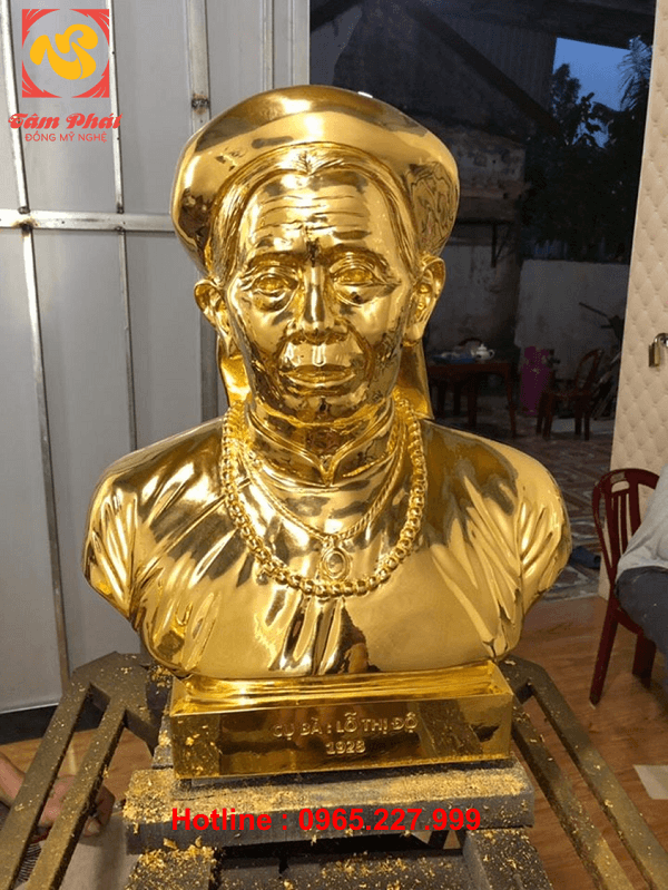 Tượng truyền thần bằng đồng mạ vàng 24k- dát vàng 9999