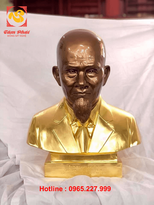 Tượng truyền thần bằng đồng mạ vàng 24k- dát vàng 9999