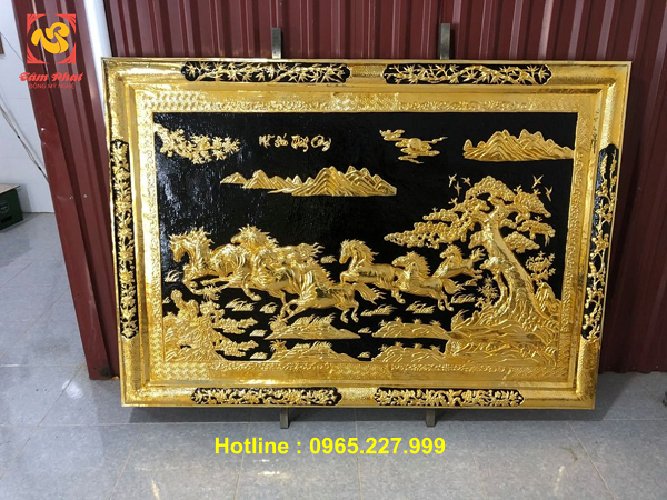 Tranh Mã Đáo Thành Công khung đồng mạ vàng 24k kích thước 1m2x1m7 Tranh Mã Đáo Thành Công khung đồng mạ vàng 24k kích thước 1m2x1m7