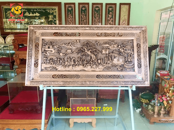 Tranh Vinh Quy Bái Tổ bằng đồng đúc kích thước 2m3x1m2