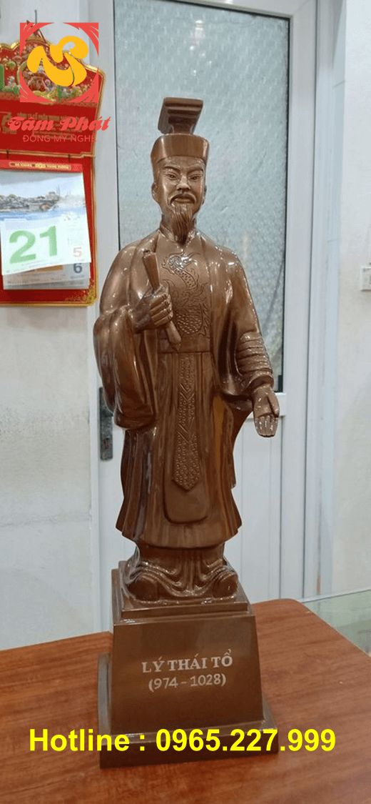 Tượng đồng Lý Thái Tổ cao 60cm màu sắc trầm mặc tinh xảo