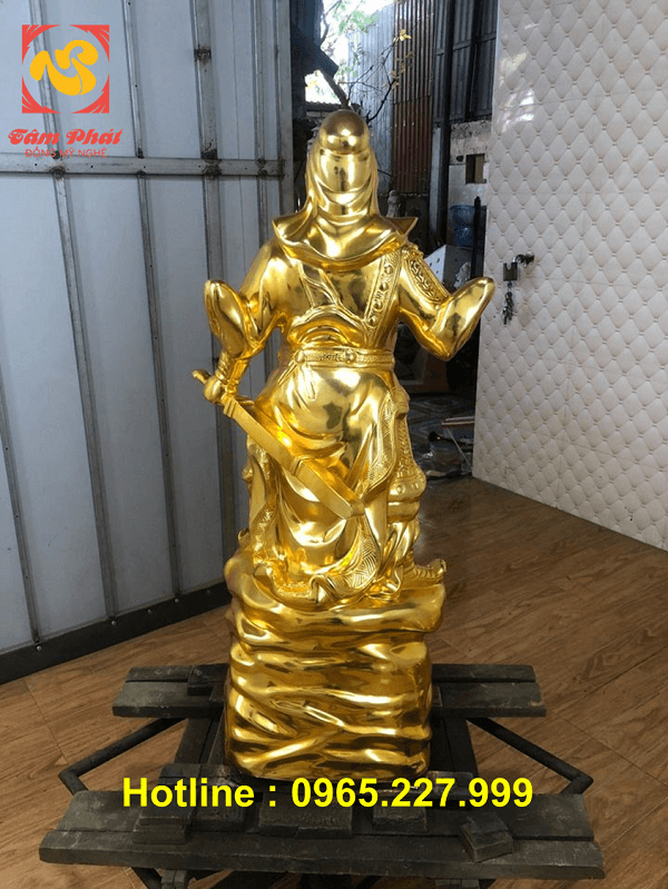 Tượng Quan Công cao 90cm bằng đồng đỏ mạ vàng 24k Tượng Quan Công cao 90cm bằng đồng đỏ mạ vàng 24k