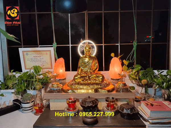 Tượng Phật Thích Ca cao 60cm dát vàng 9999 đẹp tôn nghiêm