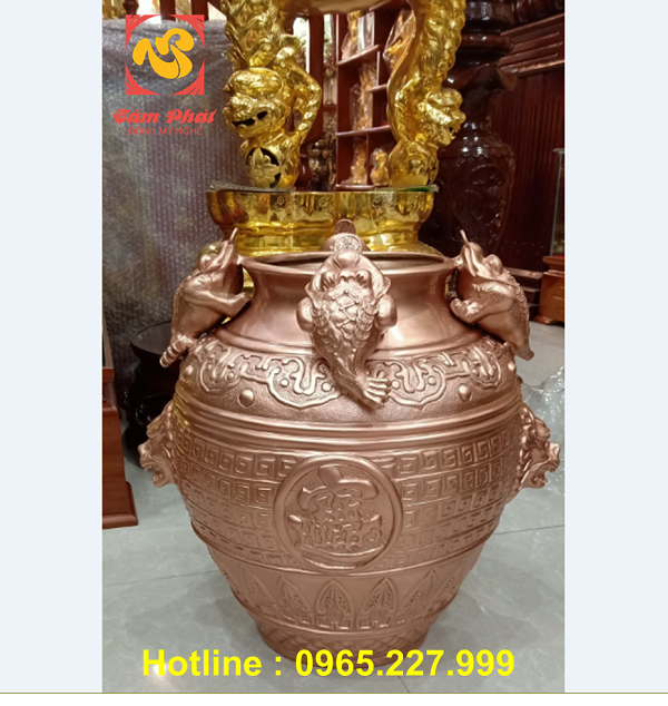 Hũ cóc tài lộc bằng đồng đỏ cao 41,5cm độc đáo, tinh xảo