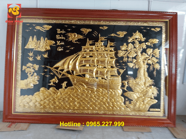 Tranh Thuận Buồm Xuôi Gió bằng đồng mạ vàng 24k kích thước 3mx2m Tranh Thuận Buồm Xuôi Gió bằng đồng mạ vàng 24k kích thước 3mx2m