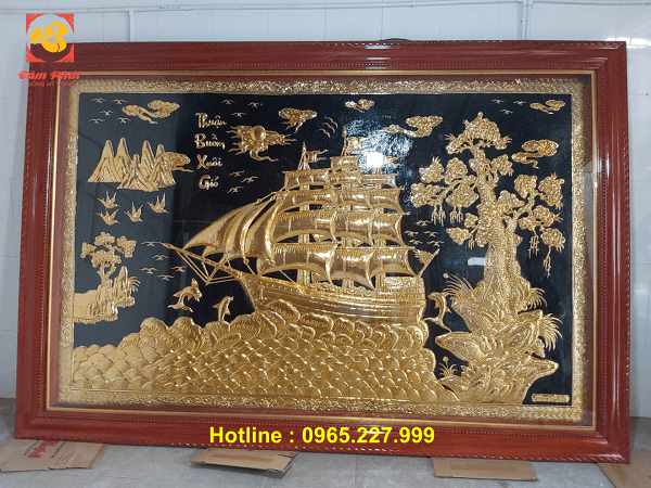 Tranh Thuận Buồm Xuôi Gió bằng đồng mạ vàng 24k kích thước 3mx2m Tranh Thuận Buồm Xuôi Gió bằng đồng mạ vàng 24k kích thước 3mx2m