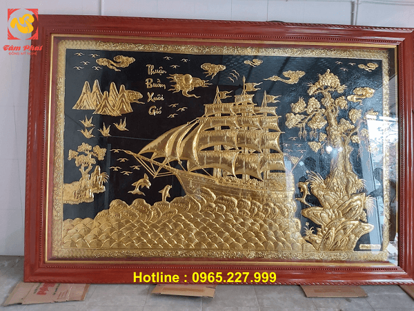 Tranh Thuận Buồm Xuôi Gió bằng đồng mạ vàng 24k kích thước 3mx2m Tranh Thuận Buồm Xuôi Gió bằng đồng mạ vàng 24k kích thước 3mx2m