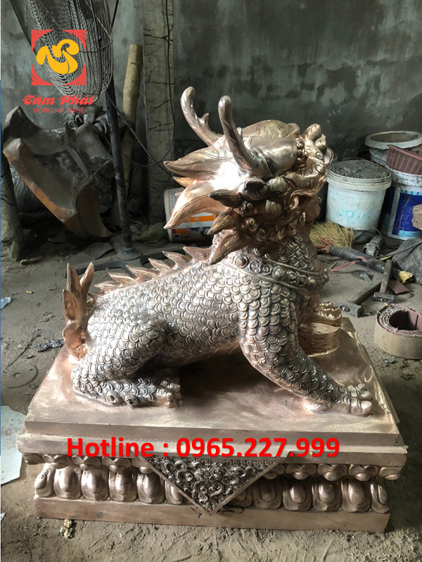 Cặp tượng Kỳ Lân bằng đồng đặt cổng cao 88cm nặng 260kg