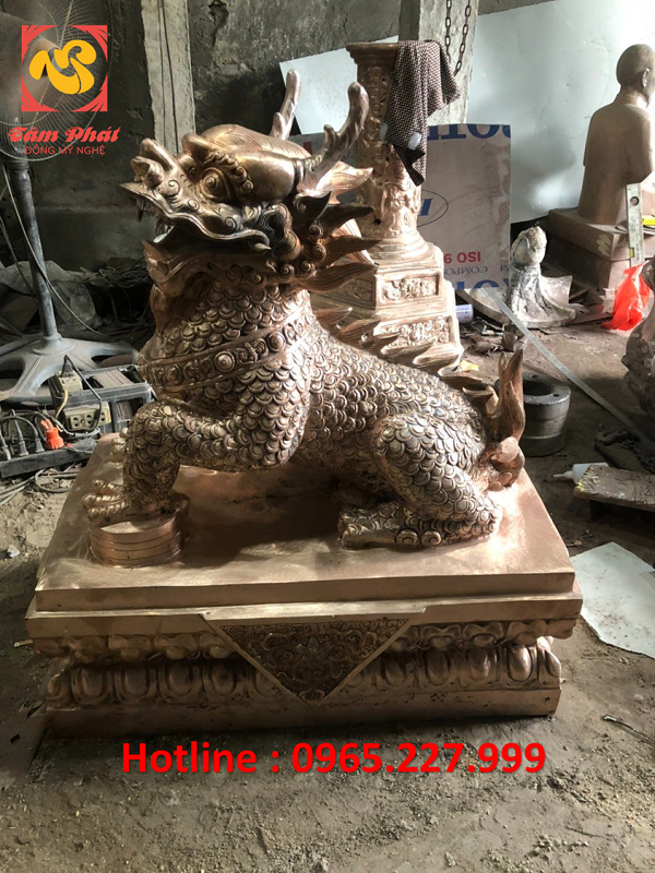 Cặp tượng Kỳ Lân bằng đồng đặt cổng cao 88cm nặng 260kg