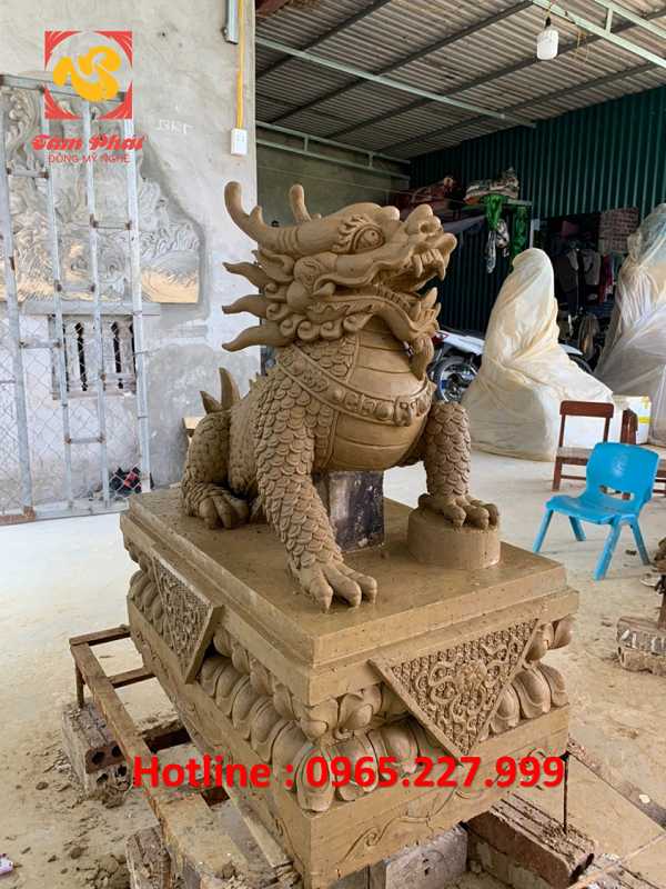 Cặp tượng Kỳ Lân bằng đồng đặt cổng cao 88cm nặng 260kg