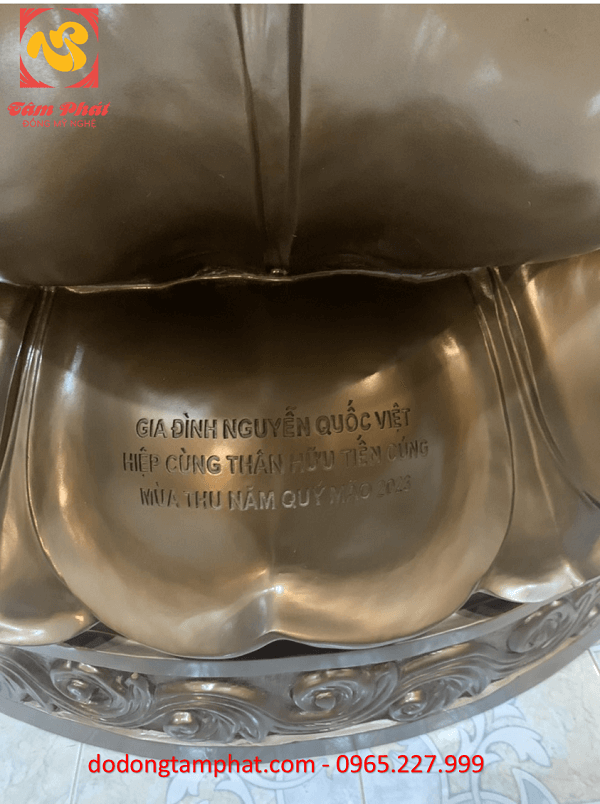 Bàn giao tượng đồng Phật Thích Ca cao 3m nặng 3 tấn dát điểm vàng tại chùa Thiên Ấn, Quảng Ngãi