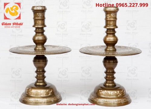 Bộ khay chén thờ cúng bằng đồng hun xanh