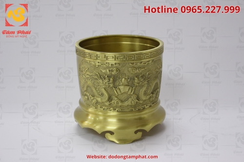 Bát hương bằng đồng màu mộc mạ đường kính 20 cm