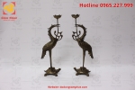 Hạc thờ bằng đồng màu hun xanh giả cổ