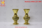 Lọ hoa bông cúc bằng đồng màu vàng cao 30 cm