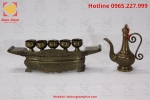 Bộ ngai chén thờ bằng đồng màu hun xanh giả cổ
