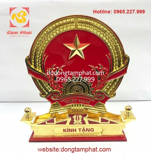Quốc huy nước Cộng hòa Xã hội Chủ nghĩa Việt Nam mạ vàng 24K