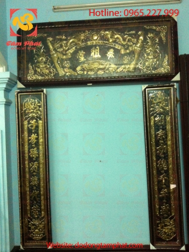Đại tự câu đối bằng đồng thiếp vàng 9999