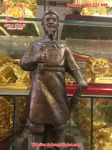 Tượng đồng đỏ Trần Hưng Đạo xuống màu giả cổ 60cm