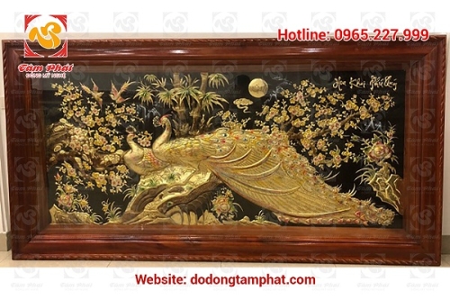 Tranh đồng Hoa Khai Phú Quý trang trí cao cấp Tâm Phát