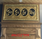Hoành phi Tâm Tài Trí Dũng đồng vàng nền đen