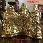 Tượng Tam Đa Phúc Lộc Thọ bằng đồng mạ vàng, cao 22cm