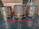 Bát hương bằng đồng đỏ chạm nổi hoa văn Rồng và chữ Thọ