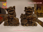 Cặp tượng heo phong thủy bằng đồng hun nâu