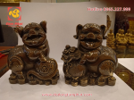 Cặp tượng heo phong thủy bằng đồng hun nâu
