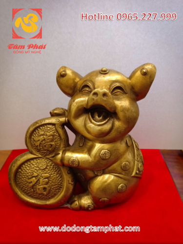 Lợn phong thủy bằng đồng bên bảo vật hồ lô