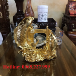 Tặng phẩm cá chép vượt vũ môn bằng đồng mạ vàng