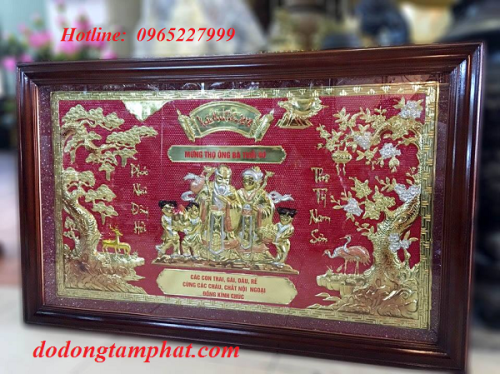 Tranh đồng song thọ cao cấp với lời chúc ý nghĩa