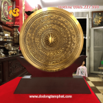 Biểu trưng mặt trống đồng Đông Sơn đường kính 30cm đế gỗ