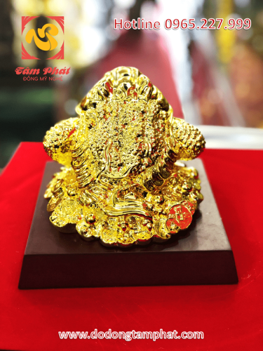 Tượng cóc 3 chân chiêu tài chiêu lộc thếp vàng đẹp mắt