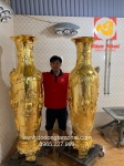 Cặp lộc bình bằng đồng mạ vàng cao 1m73 nặng 280kg