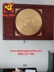 Mặt trống đồng Đông Sơn dát vàng 9999 khung gỗ
