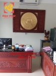 Mặt trống đồng Đông Sơn dát vàng 9999 khung gỗ