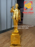Tượng Bác Hồ bằng đồng đỏ dát vàng vẫy tay chào cao 70cm
