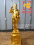 Tượng Bác Hồ bằng đồng đỏ dát vàng vẫy tay chào cao 70cm