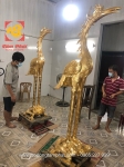 Cặp hạc thờ bằng đồng dát vàng 9999 cao 2m2