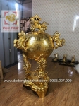 Đỉnh đồng thất lân mạ vàng chạm họa tiết tinh xảo